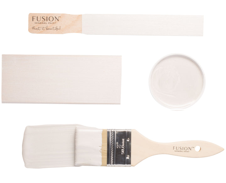 Iridescent silver brush flat lay from Fusion Mineral Paint