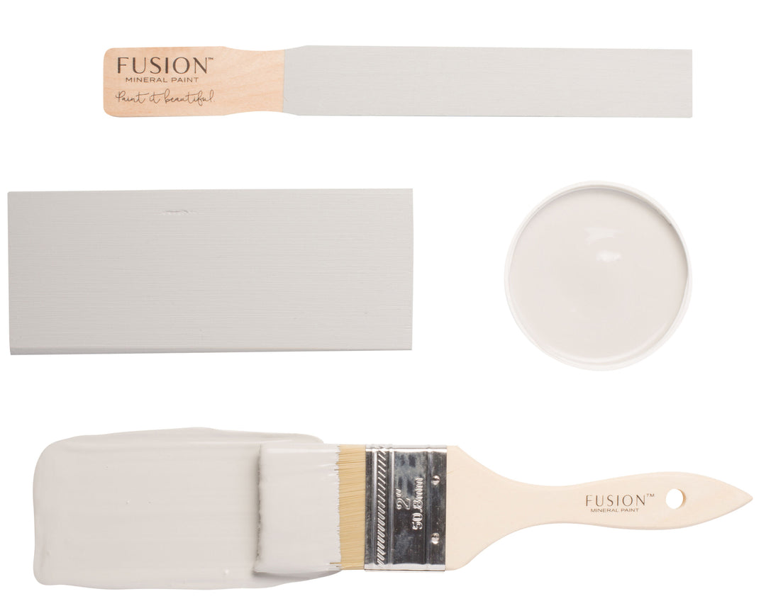 Neutral grey brush flat lay from Fusion Mineral Paint