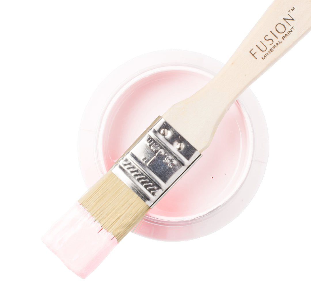 Blush pink paint can and brush from Fusion Mineral Paint