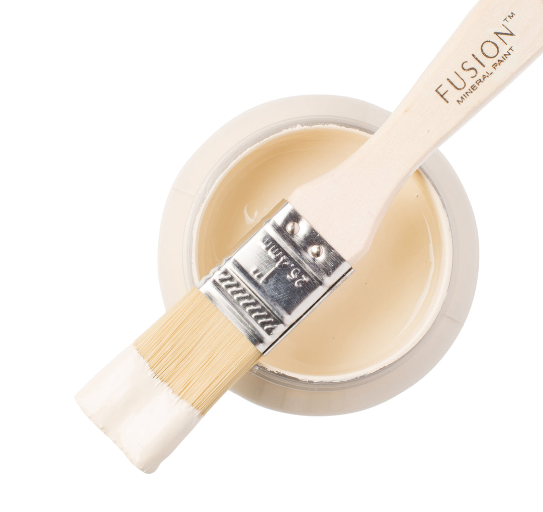 Soft beige paint can and brush from Fusion Mineral Paint