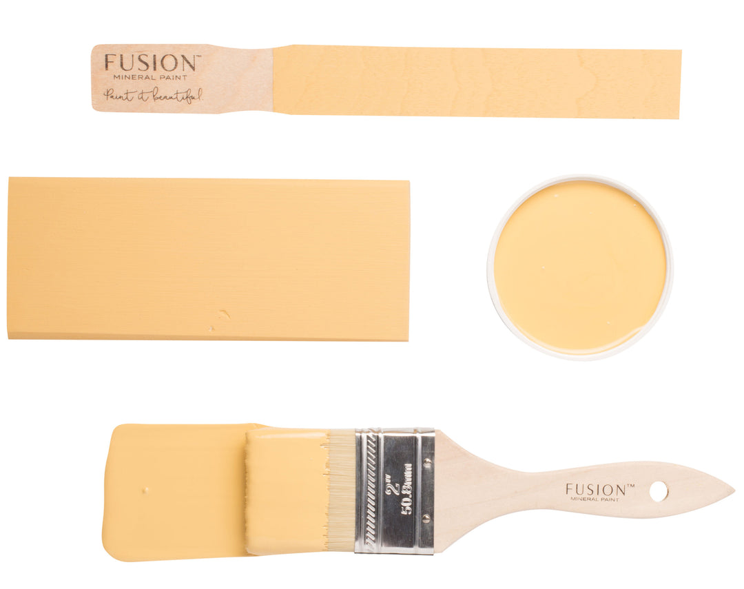 Yellow brush flat lay from Fusion Mineral Paint