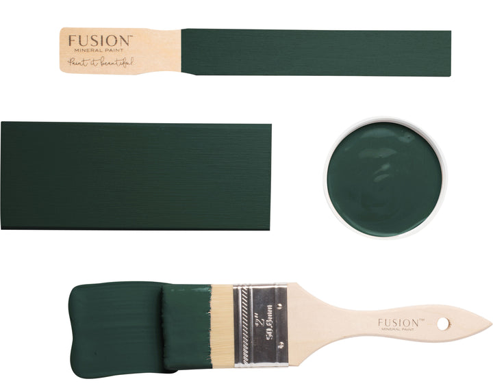 Dark green brush flat lay from Fusion Mineral Paint