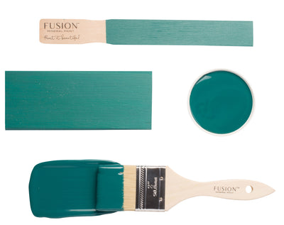 Teal blue brush flat lay from Fusion Mineral Paint 