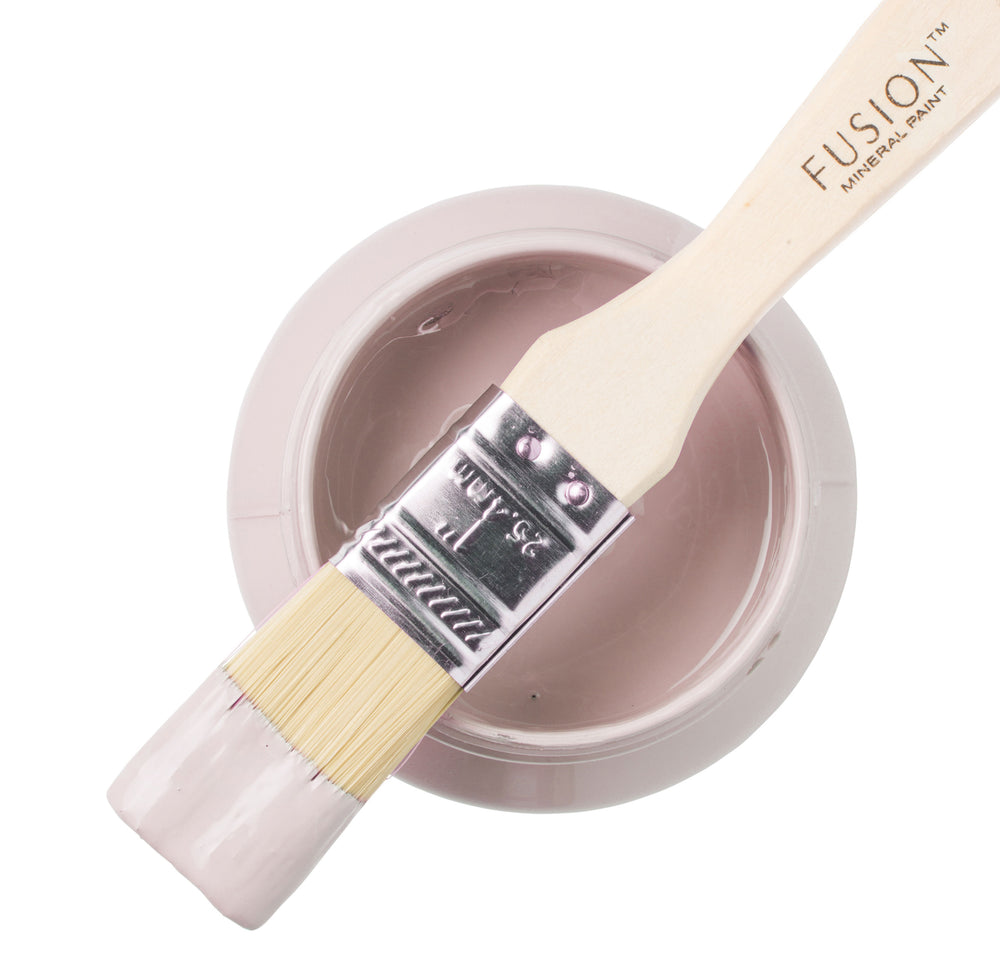 Neutral pink paint can and brush from Fusion Mineral Paint