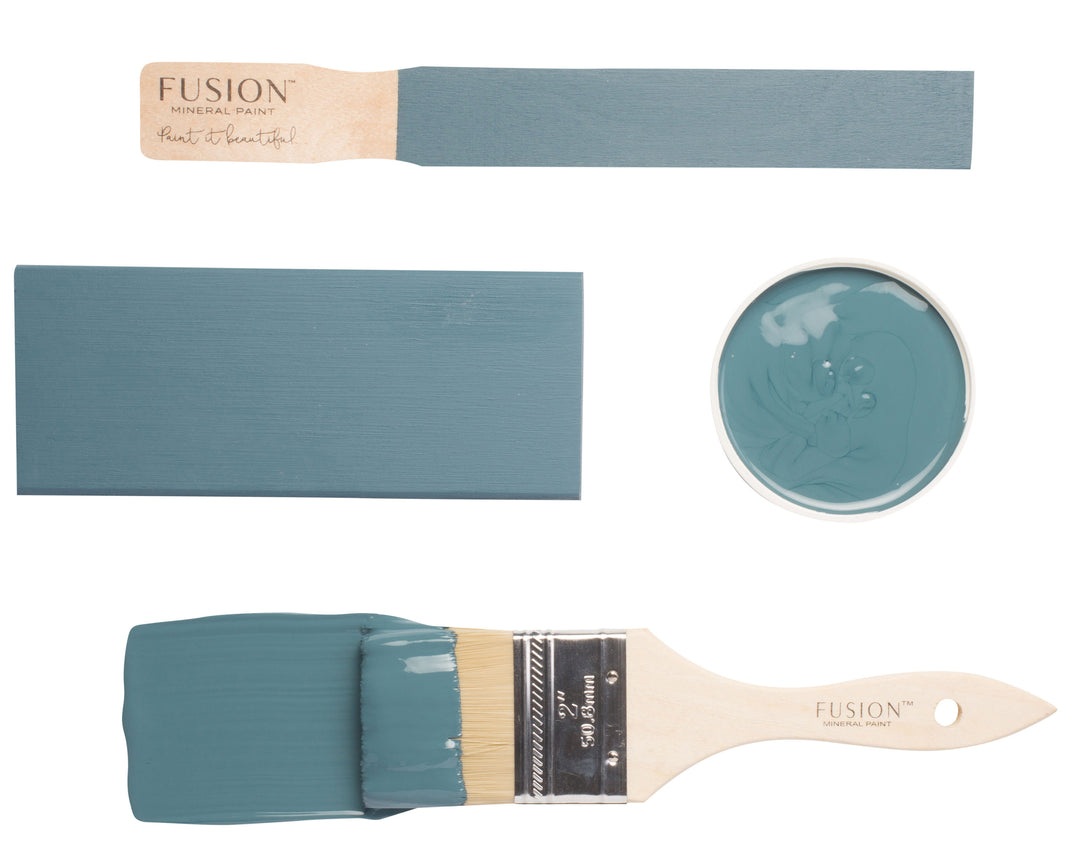 Deep blue brush flat lay from Fusion Mineral Paint