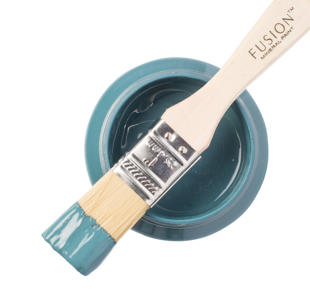 Deep blue paint can and brush from Fusion Mineral Paint
