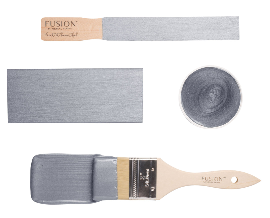 Silver brush flat lay from Fusion Mineral Paint