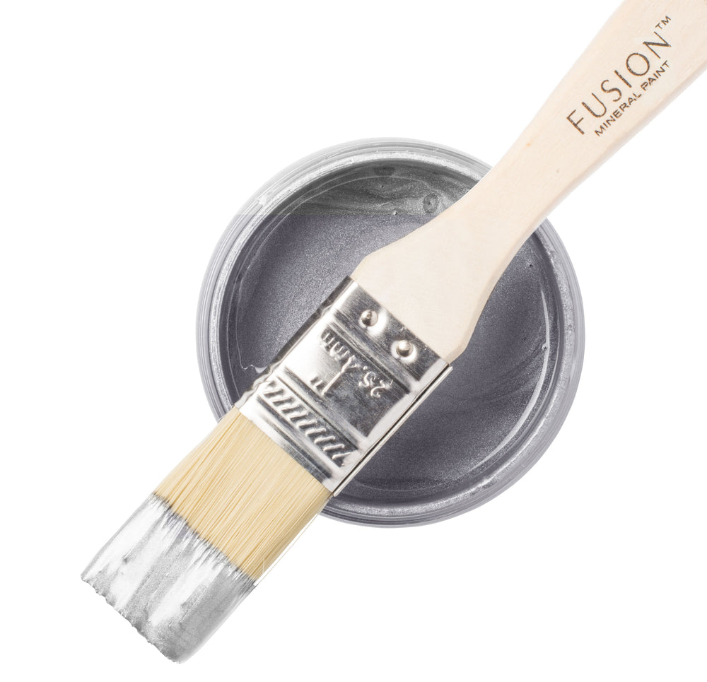 Silver paint can and brush from Fusion Mineral Paint
