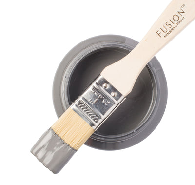Deep grey paint can and brush from Fusion Mineral Paint