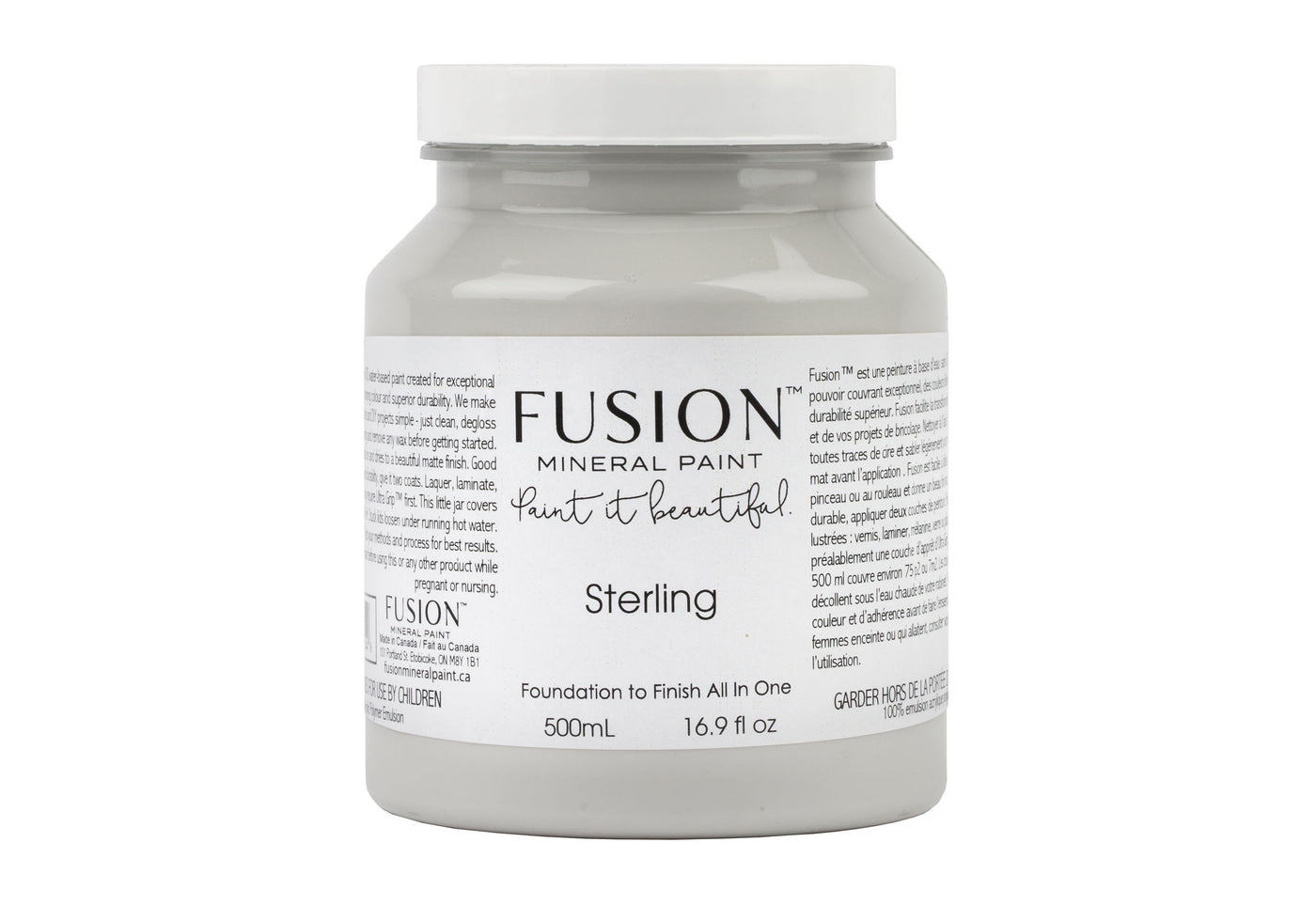 Neutral silver 500ml pint from Fusion Mineral Paint