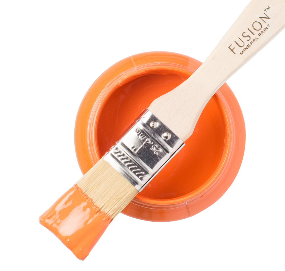 Rustic orange paint can and brush from Fusion Mineral Paint