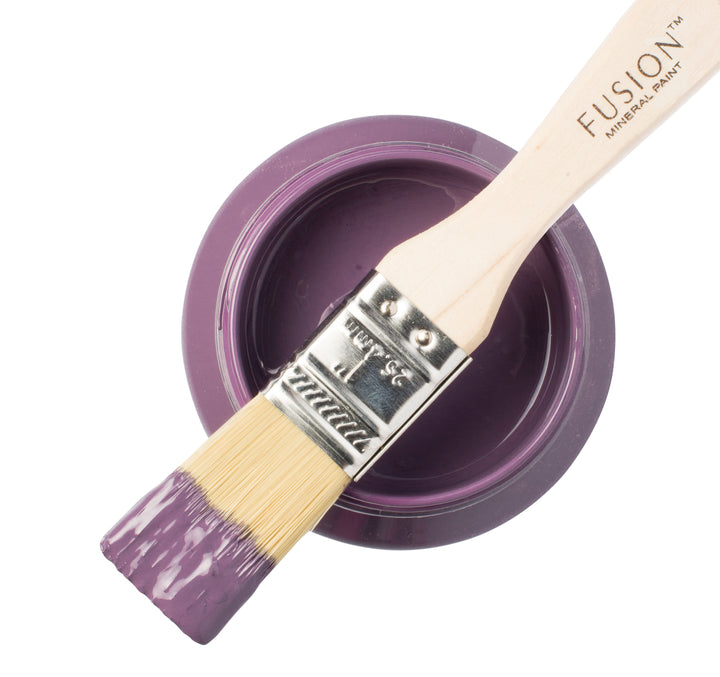 Deep purple paint can and brush from Fusion Mineral Paint
