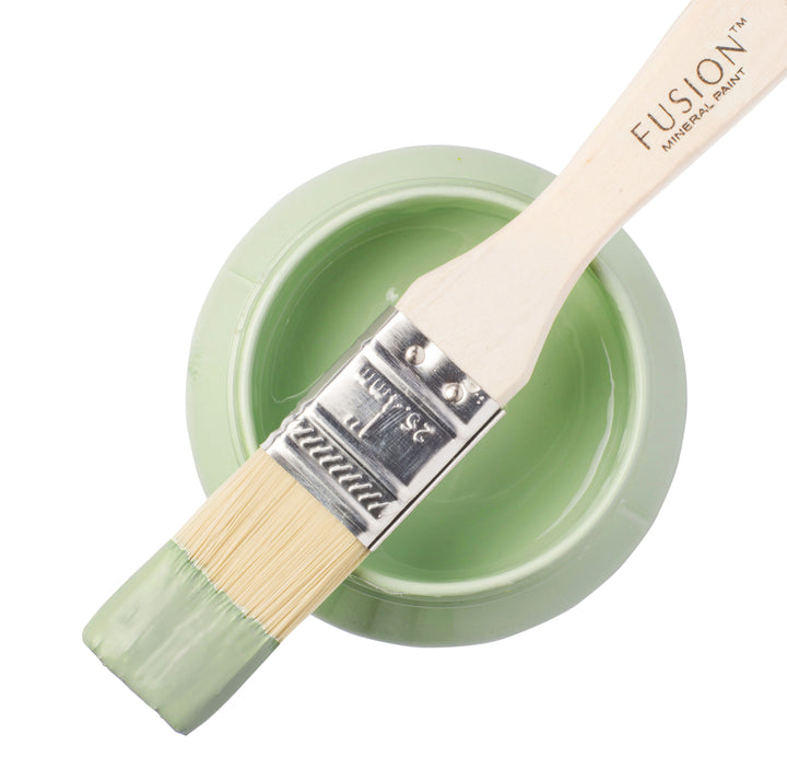 Light green paint can and brush from Fusion Mineral Paint