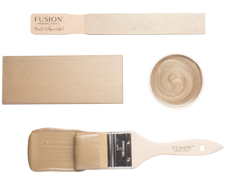 Gold brush flat lay from Fusion Mineral Paint
