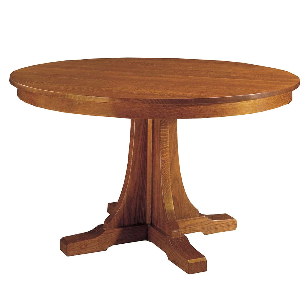 Stickley Oak Round Pedestal Dining Table
