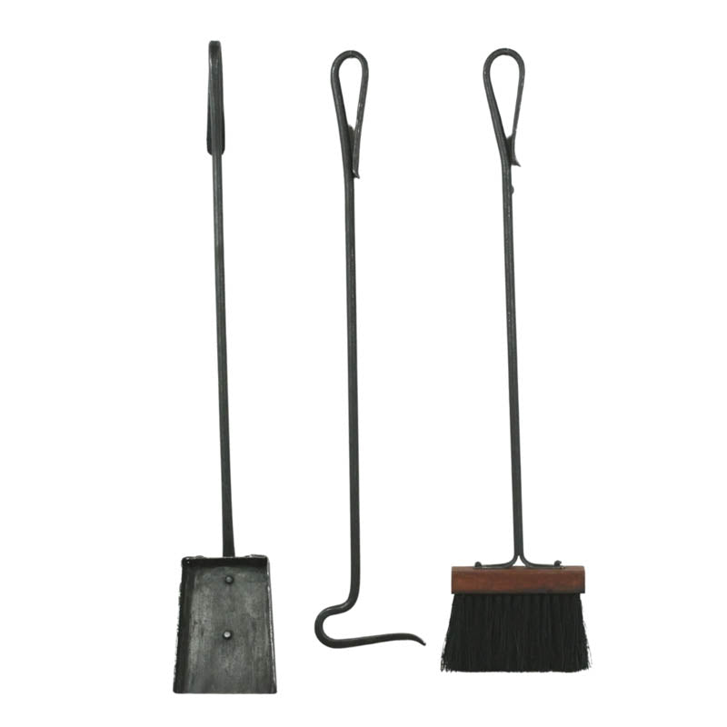 Forged Fireplace Tool Set - Round with Fold