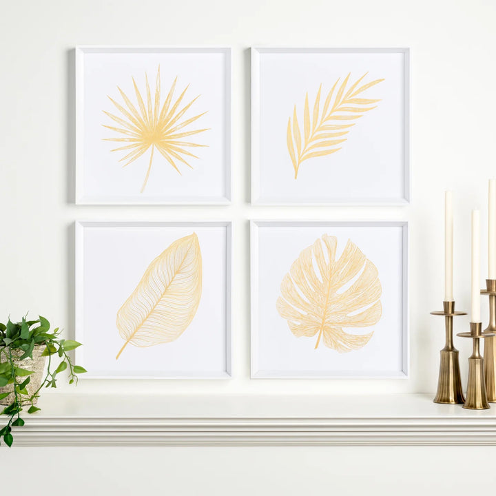 Gold Spike Palm Leaf Framed Print