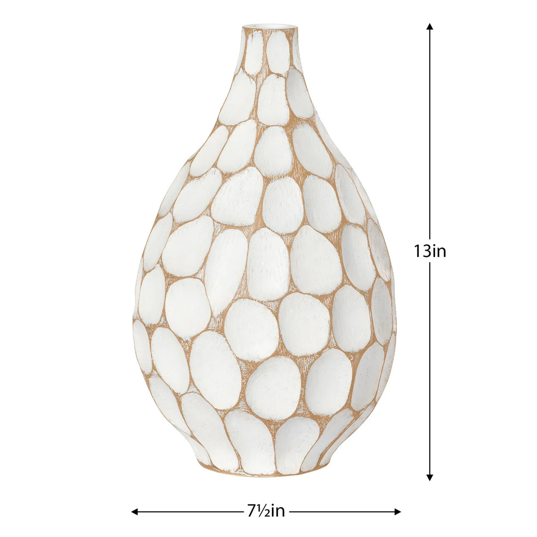 Carved Divot Resin Teardrop Vase